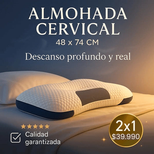 💤2x1 Almohada Cervical Viscoelástica Premium 🛌 — Soporte y Confort para un Descanso Rejuvenecedor