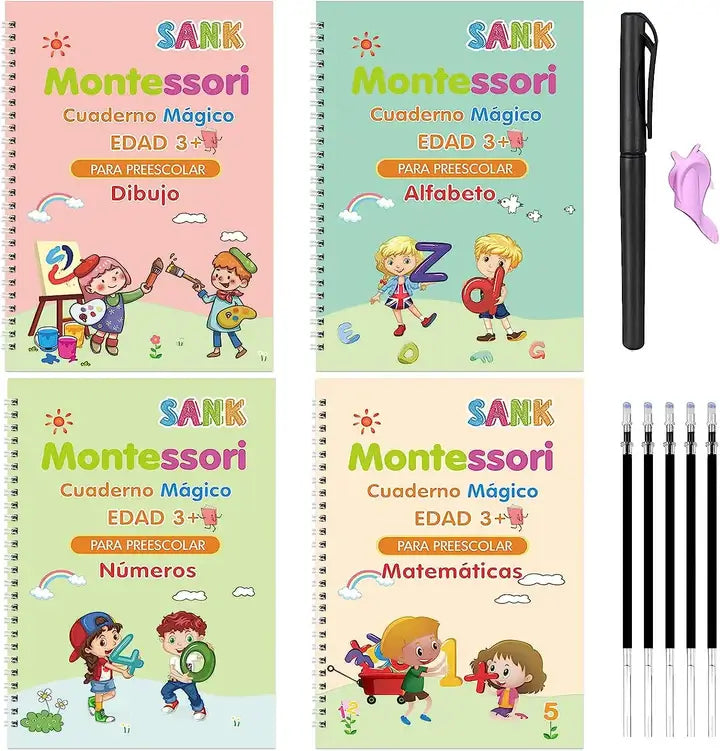 Set de 4 Cuadernos de Caligrafia montessori