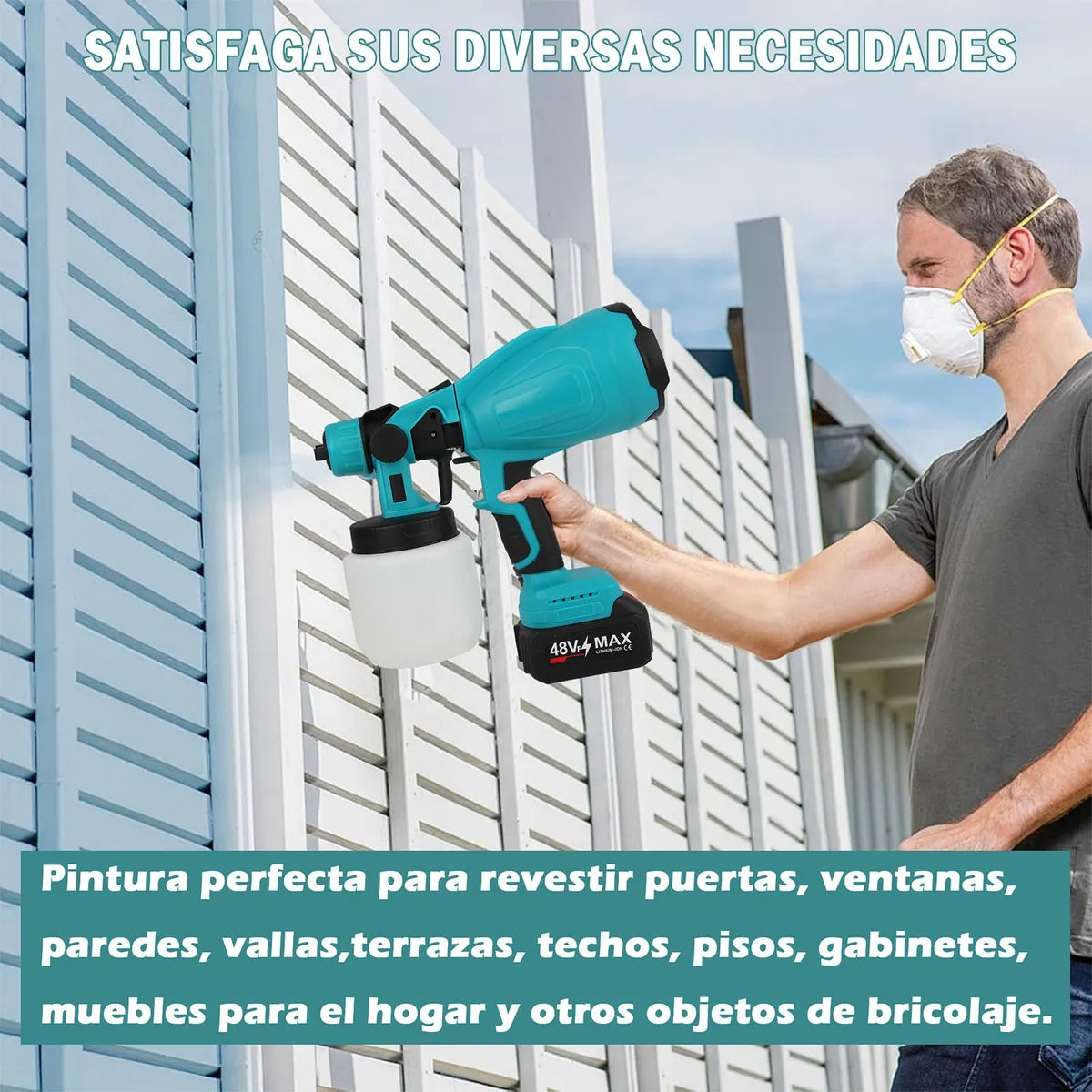 Pistola Inalámbrica para Pintar 48 V + 2 Baterías