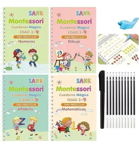 Set de 4 Cuadernos de Caligrafia montessori