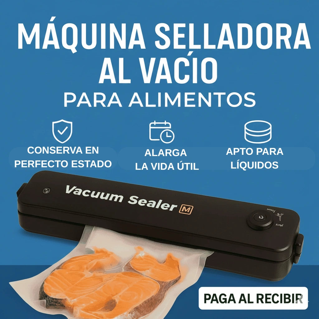 Selladora al Vacío + Bolsas Incluidas — Conserva Frescura y Ahorra en tu Hogar!