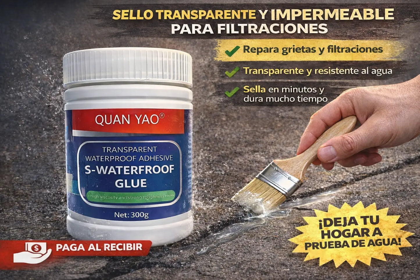 3 Selladores Impermeables Transparente 300g – Repara Grietas y Filtraciones en Minutos